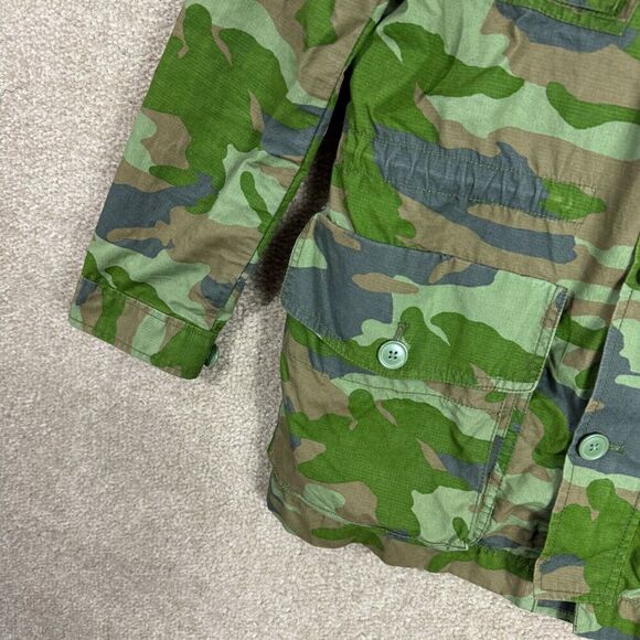 J. Crew Boyfriend Fatigue Jacket Womens Size XS Green Camo Button Full Zip Field - Picture 3 of 11